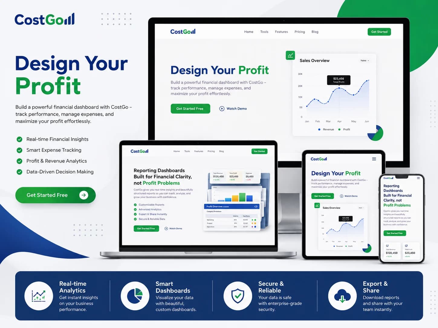 CostGo - Financial Analytics Website UI Design -